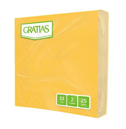 Салфетки бумажные Gratias 2 сл, желтые