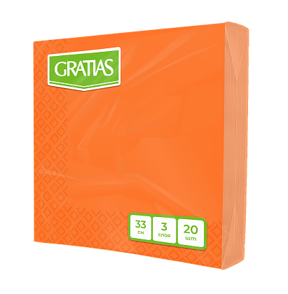Салфетки бумажные Gratias 3 сл, оранжевые