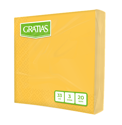 Салфетки бумажные Gratias 3 сл, желтые
