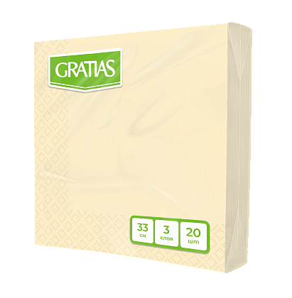 Салфетки бумажные Gratias 3 сл,  кремовые