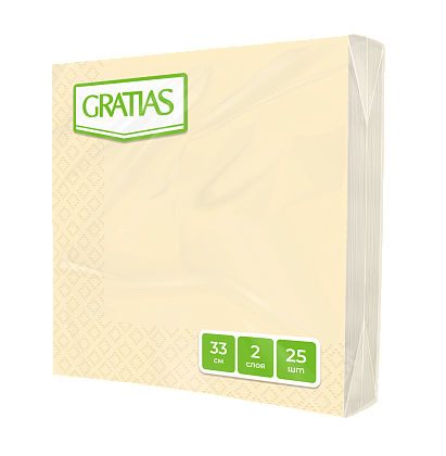 Салфетки бумажные Gratias 2 сл, кремовые