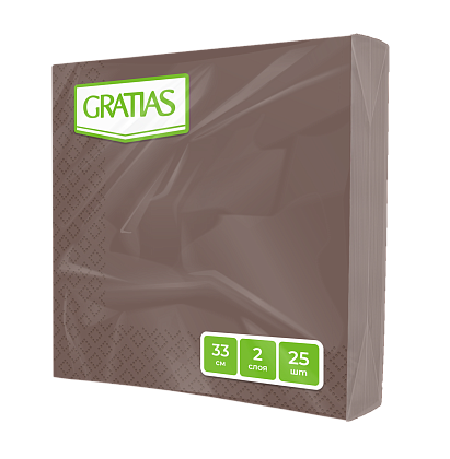 Салфетки бумажные Gratias 2 сл, коричневые (шоколад)